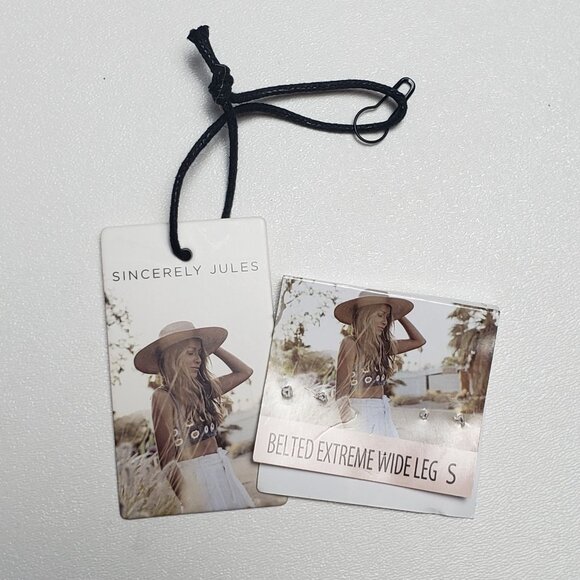 Sincerely Jules Belted Extreme Wide Leg Pants Women's Size Small Peach Apricot - Picture 11 of 16